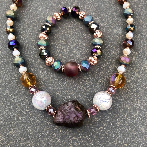 Purple Druzy Necklace and Bracelet Set - Picture 5 of 5